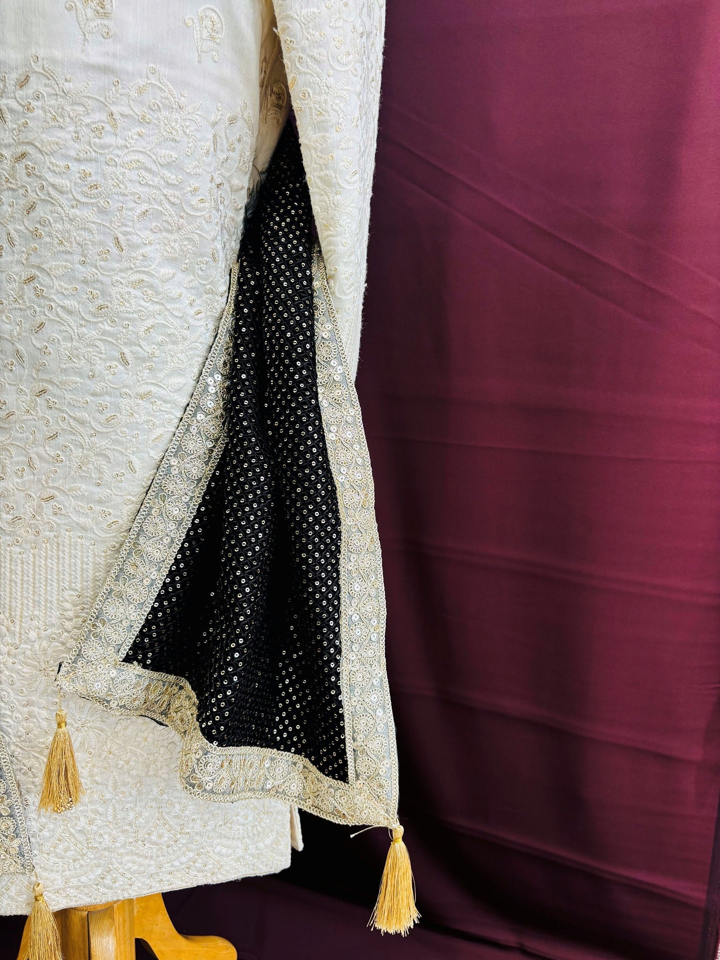 Black Sherwani Shawl: Indian Groom Wedding Stole