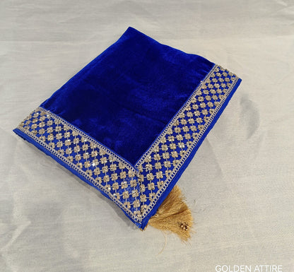 Royal Blue Velvet Turban & Shawl Set, Indian Wedding Safa, Adjustable Pagdi,
