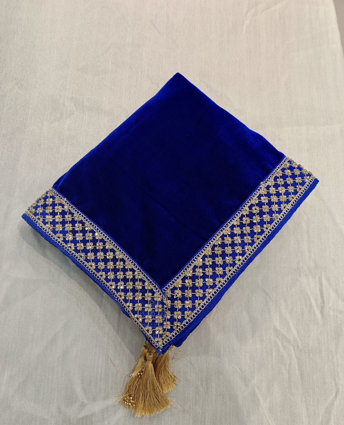 Royal Blue Velvet Groom Shawl: Indian Wedding Sherwani Dupatta