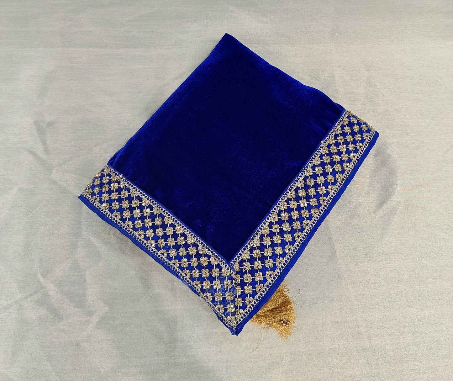 Royal Blue Velvet Groom Shawl: Indian Wedding Sherwani Dupatta