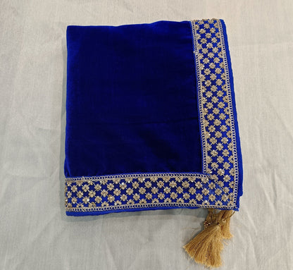 Royal Blue Velvet Groom Shawl: Indian Wedding Sherwani Dupatta