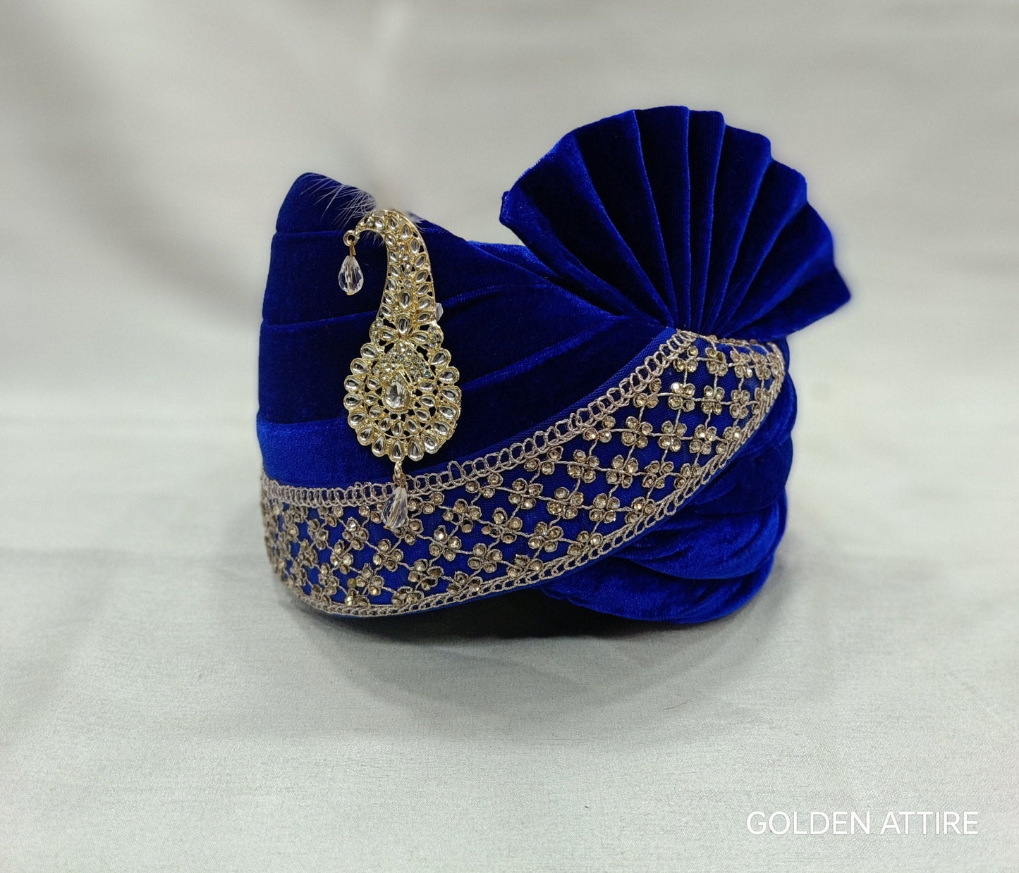 Royal Blue Velvet Groom Shawl: Indian Wedding Sherwani Dupatta