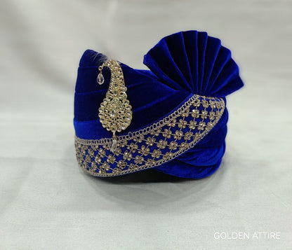 Royal Blue Velvet Groom Shawl: Indian Wedding Sherwani Dupatta