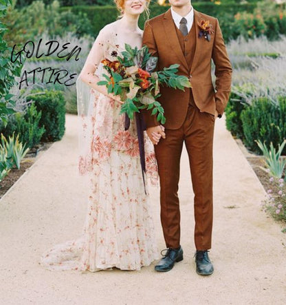 Rust Brown Suit: Luxury Stylish 3-Piece Ethnic Wedding Suit