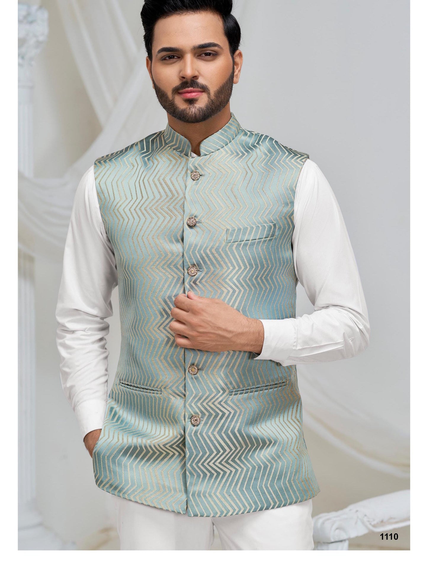 Men's Handcrafted Nehru Jacket: Indian Wedding Groom Vest
