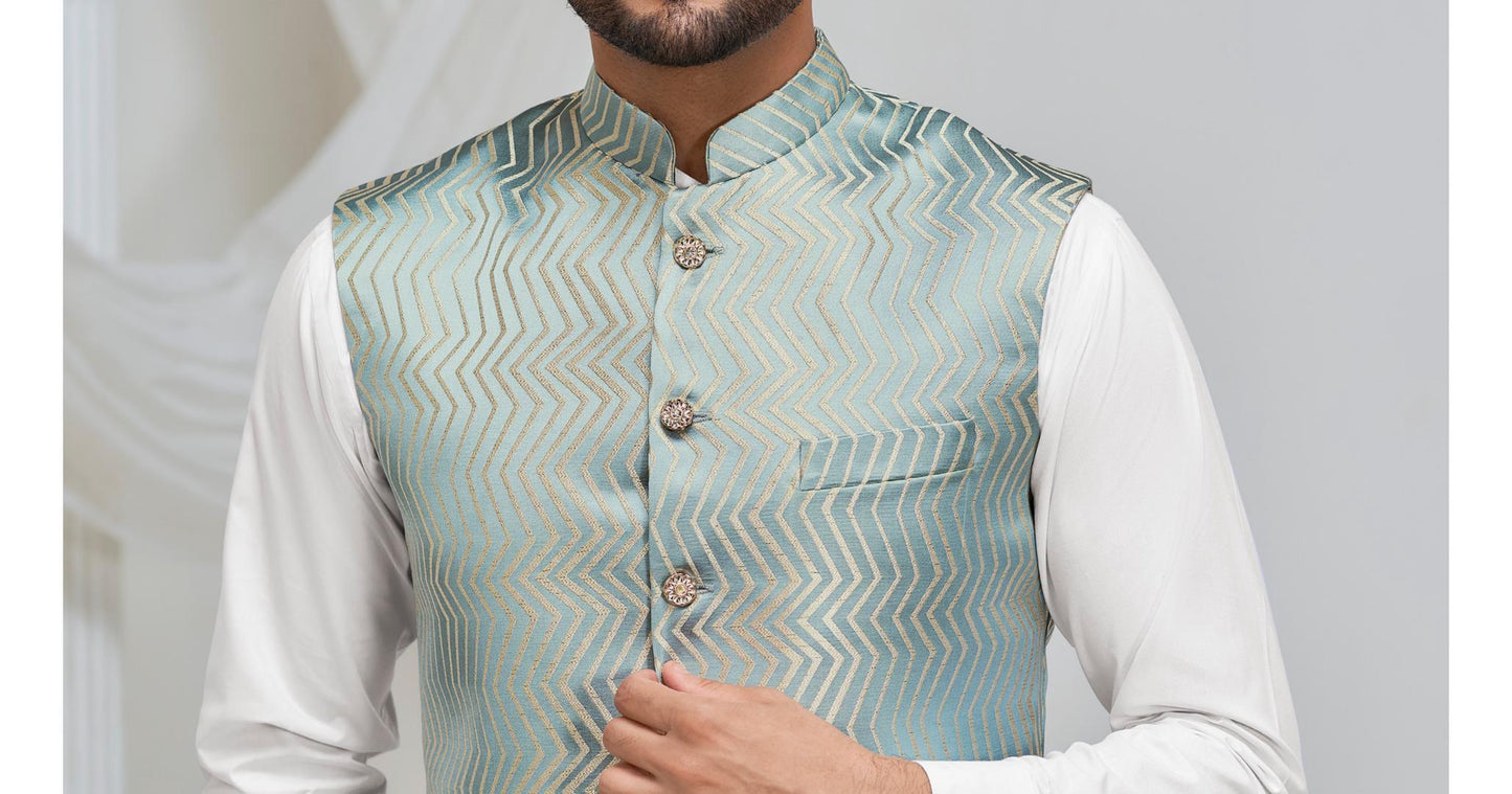 Men's Handcrafted Nehru Jacket: Indian Wedding Groom Vest