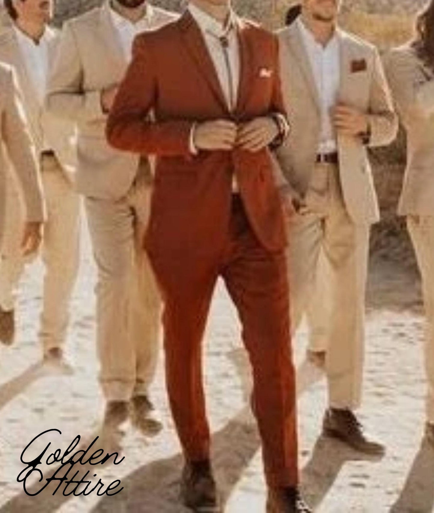 Men's Rust Brown 3 Piece Suit, Custom Fit Wedding Tuxedo