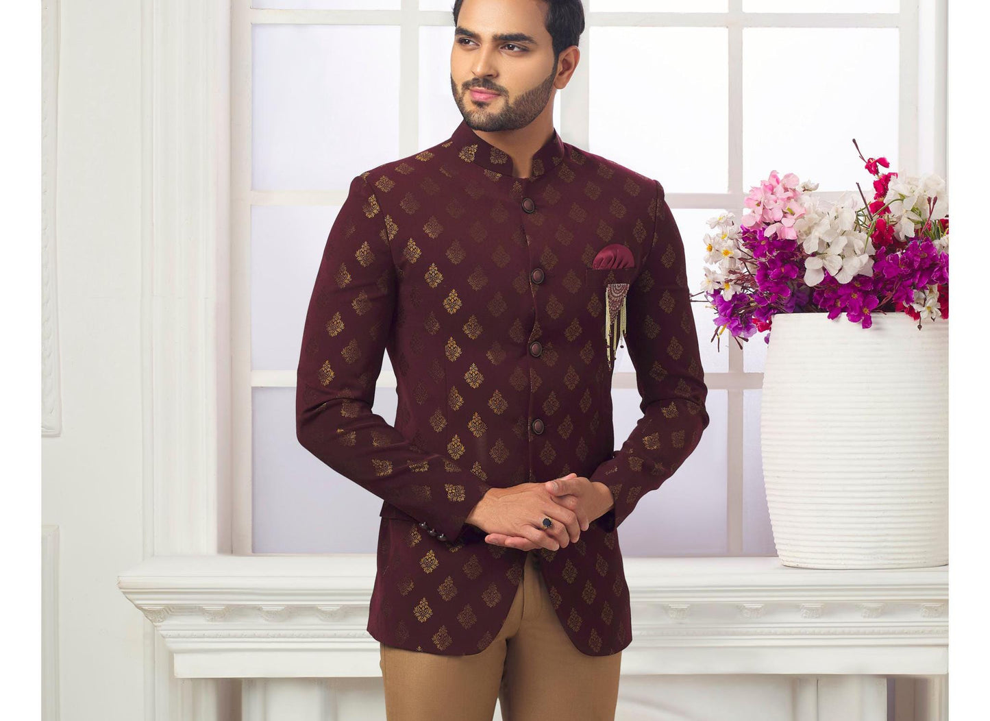 Maroon Jodhpuri Suit: Men's Indian Wedding Outfit