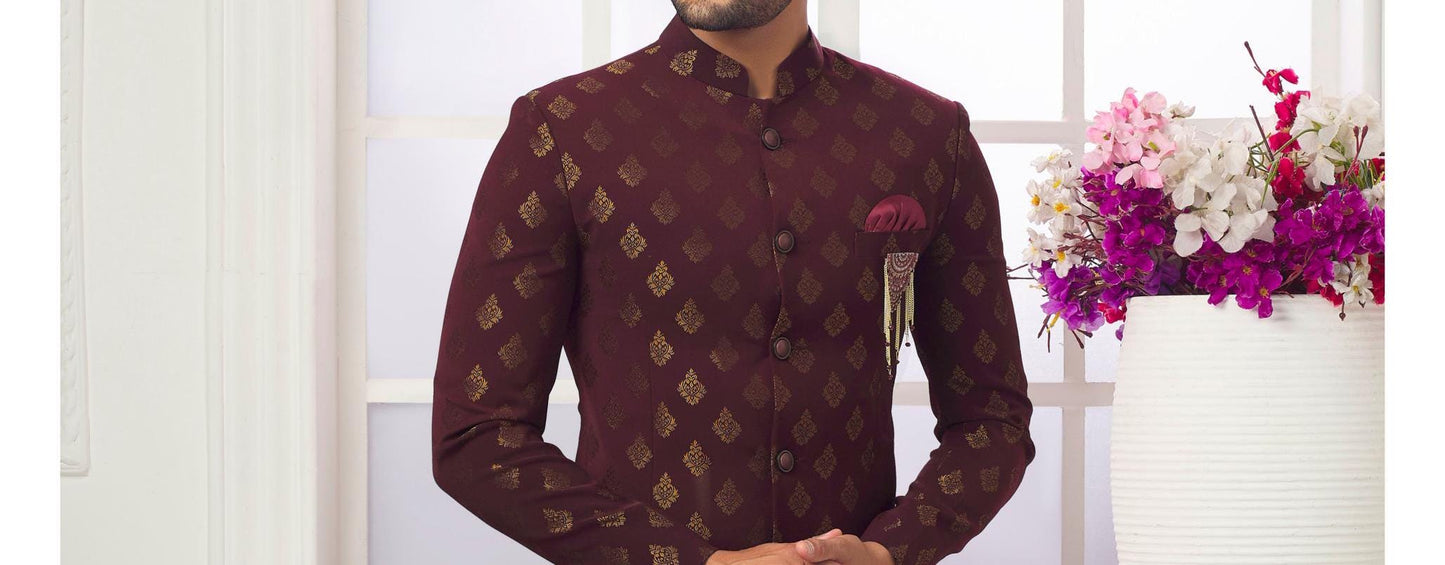 Maroon Jodhpuri Suit: Men's Indian Wedding Outfit