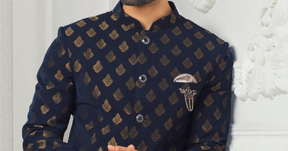 Blue Jodhpuri Suit: Indian Wedding Groom Prince Outfit