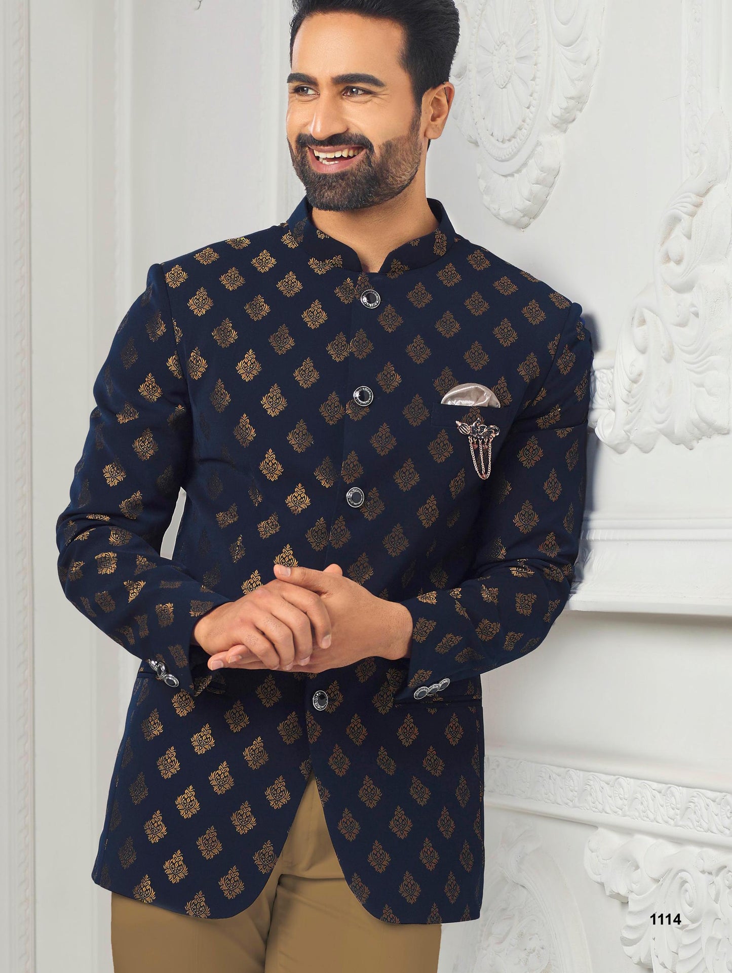 Blue Jodhpuri Suit: Indian Wedding Groom Prince Outfit