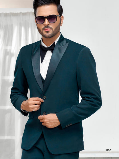 Green 3 Piece Suit: Luxury Wedding Groom Bespoke Suit