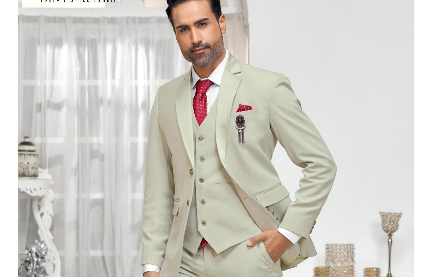 Sage Green 3 Piece Suit: Classic Fit Wedding Groom Suit