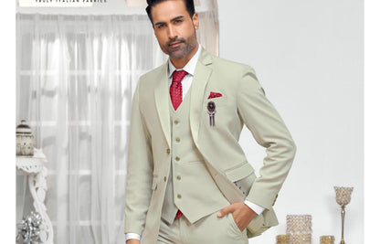 Sage Green 3 Piece Suit: Classic Fit Wedding Groom Suit