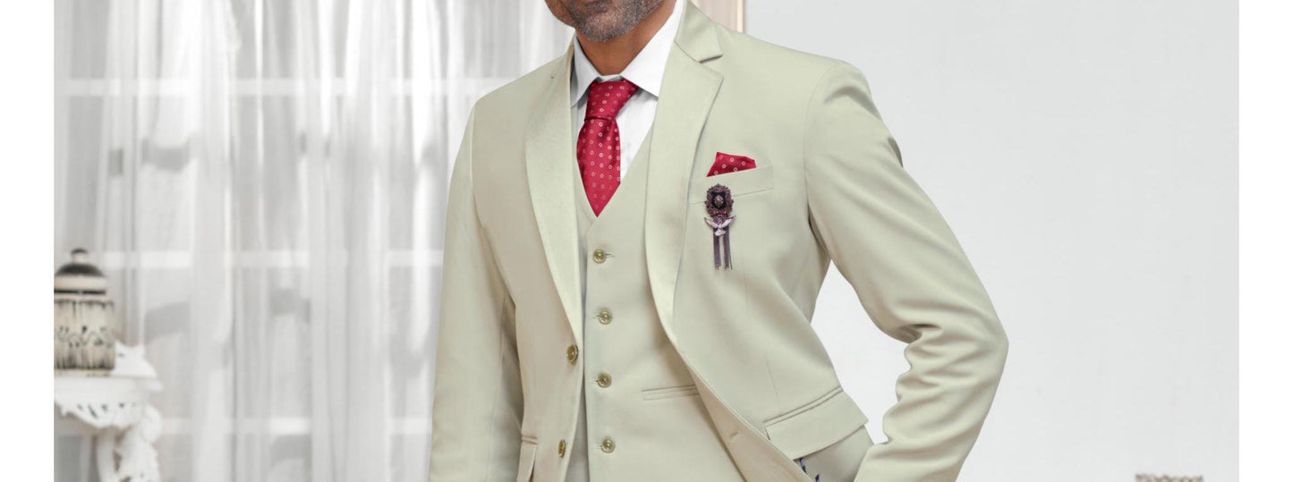 Sage Green 3 Piece Suit: Classic Fit Wedding Groom Suit