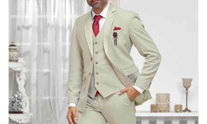 Sage Green 3 Piece Suit: Classic Fit Wedding Groom Suit