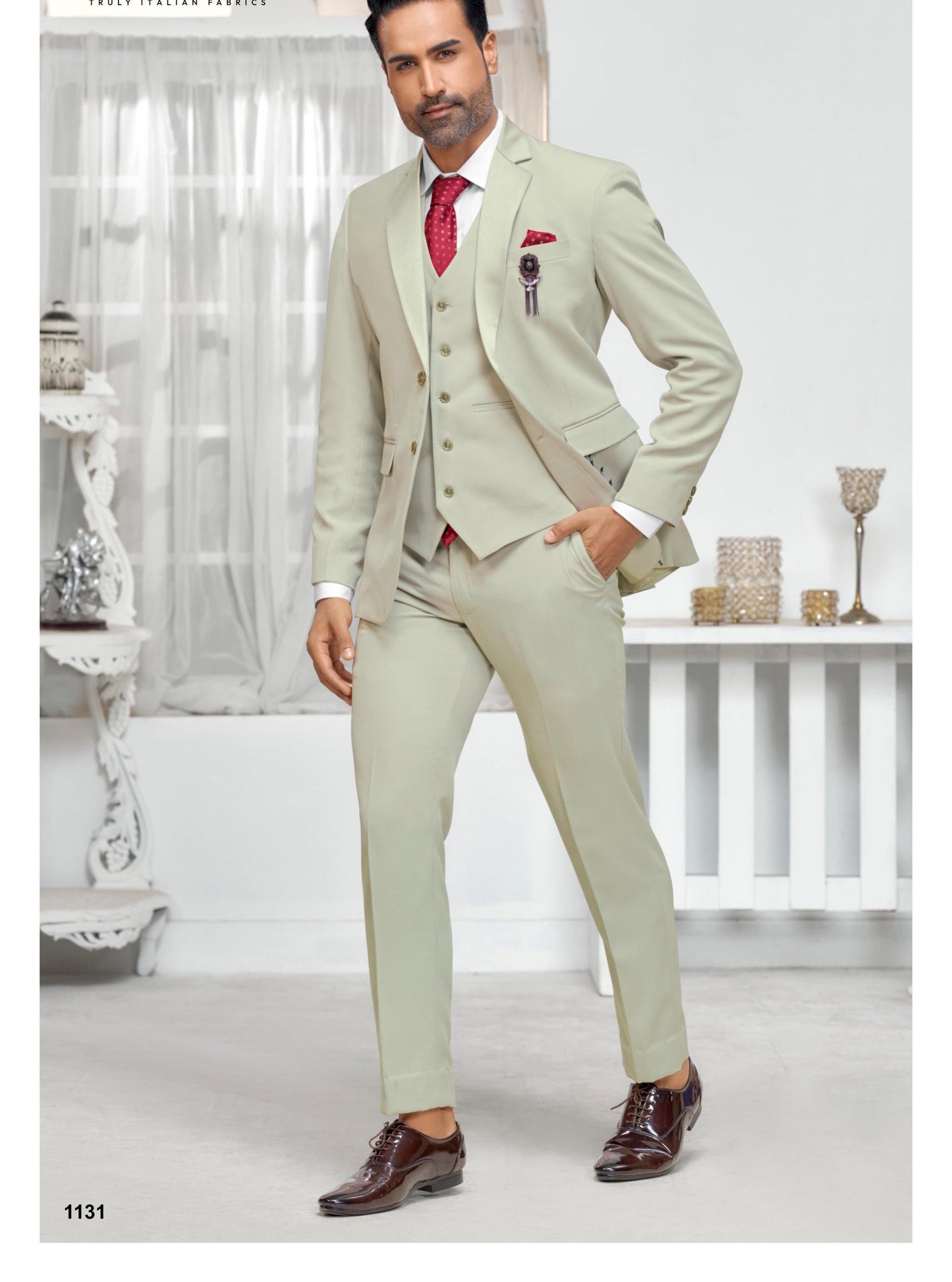 Sage Green 3 Piece Suit: Classic Fit Wedding Groom Suit