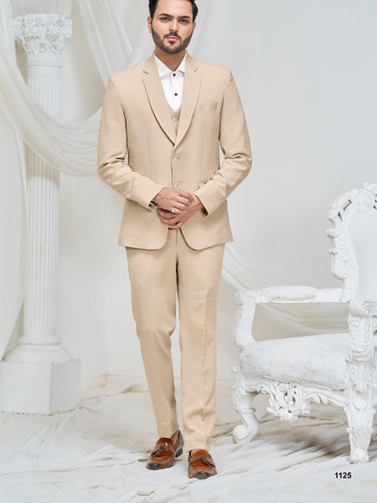 Beige 2-Piece Suit: Classic Fit Wedding Groom Suit