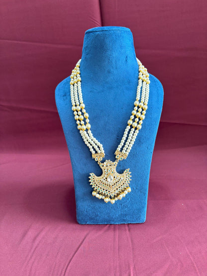 Indian Wedding Groom Necklace: Pearl & Stone Sherwani Kantha