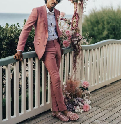 Dusty Rose Men's Suit, Wedding Groom Attire