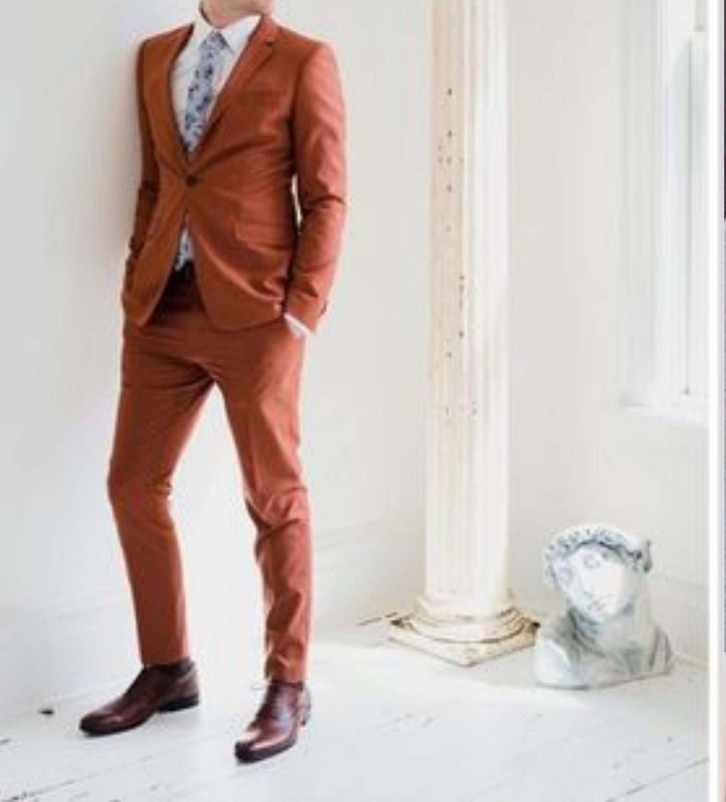 Rust Men's Suit, Luxury Two-Piece Ethnic Wedding Wear