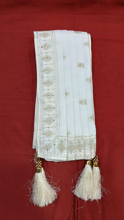Ivory Wedding Shawl for Groom, Indian Sherwani Stole