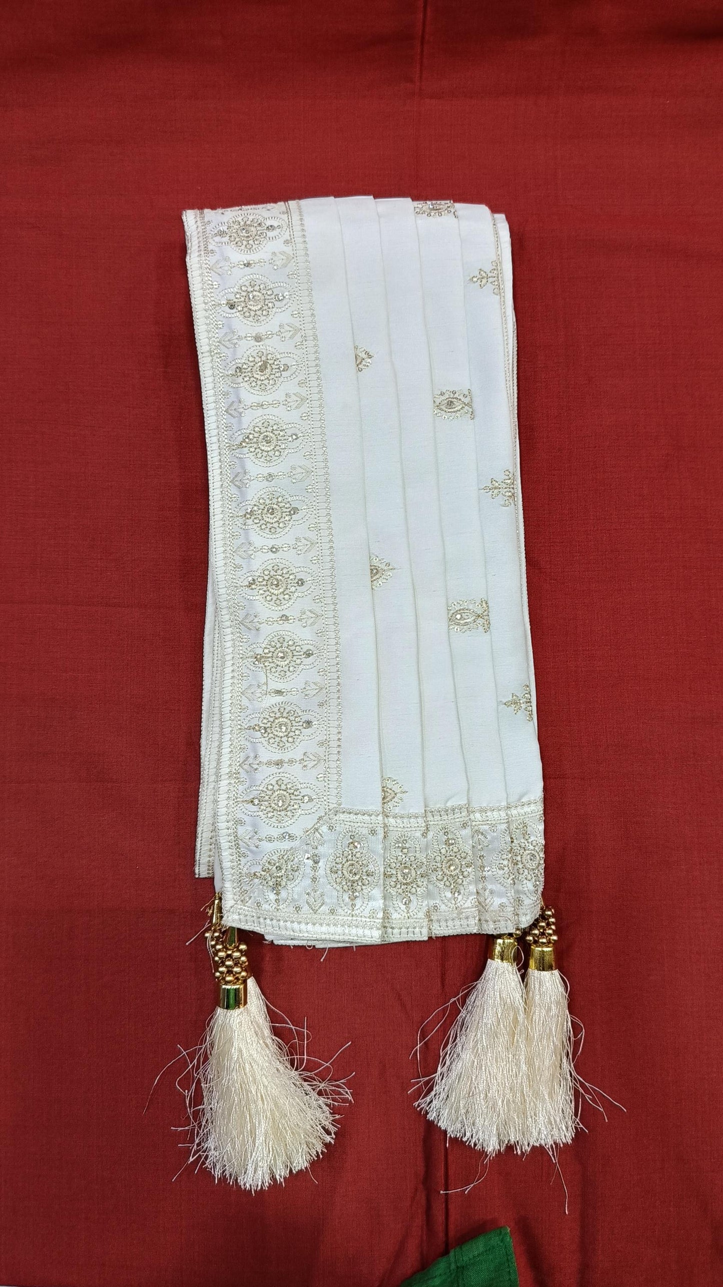 Ivory Wedding Shawl for Groom, Indian Sherwani Stole