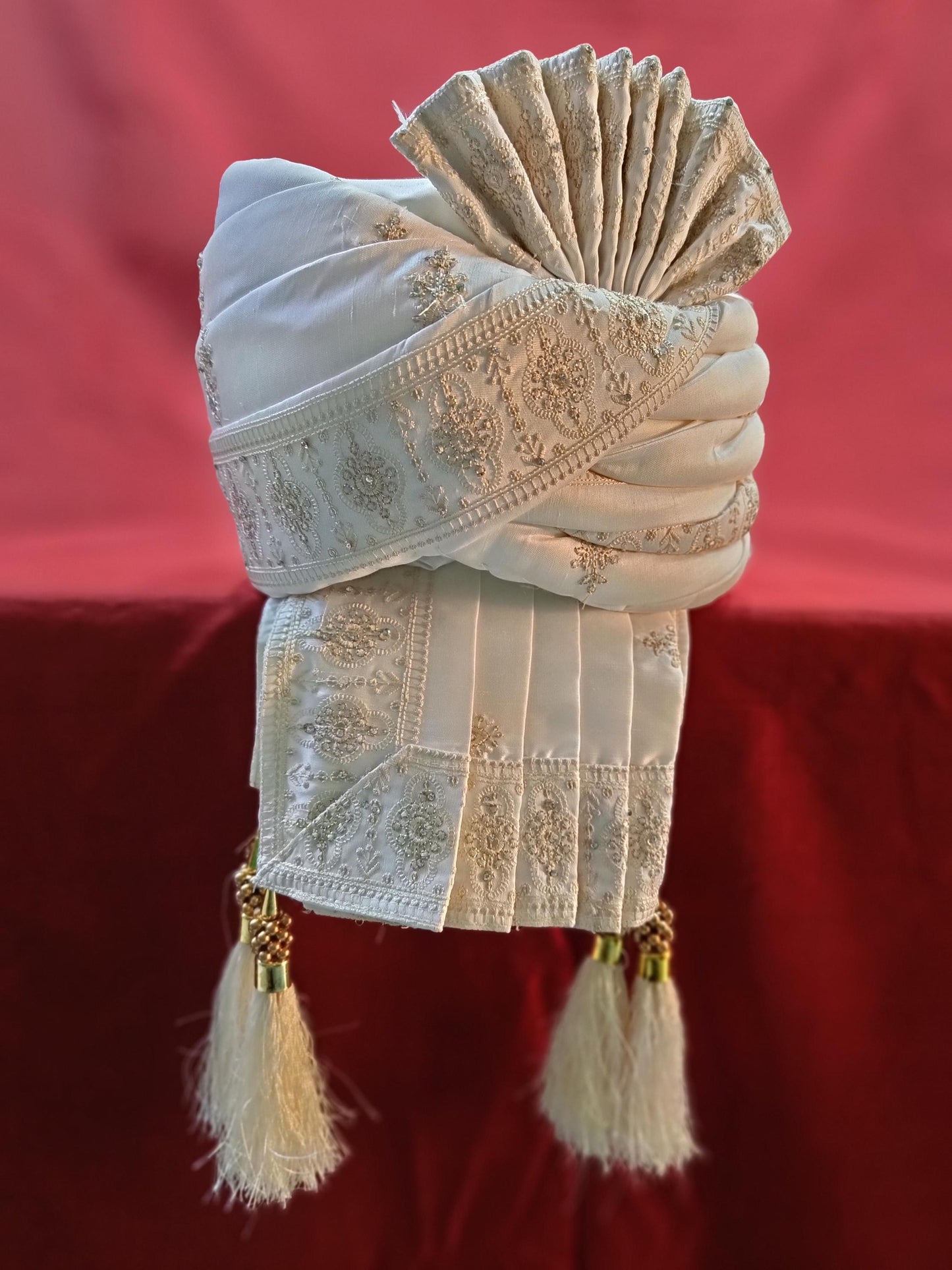 Ivory Wedding Shawl for Groom, Indian Sherwani Stole