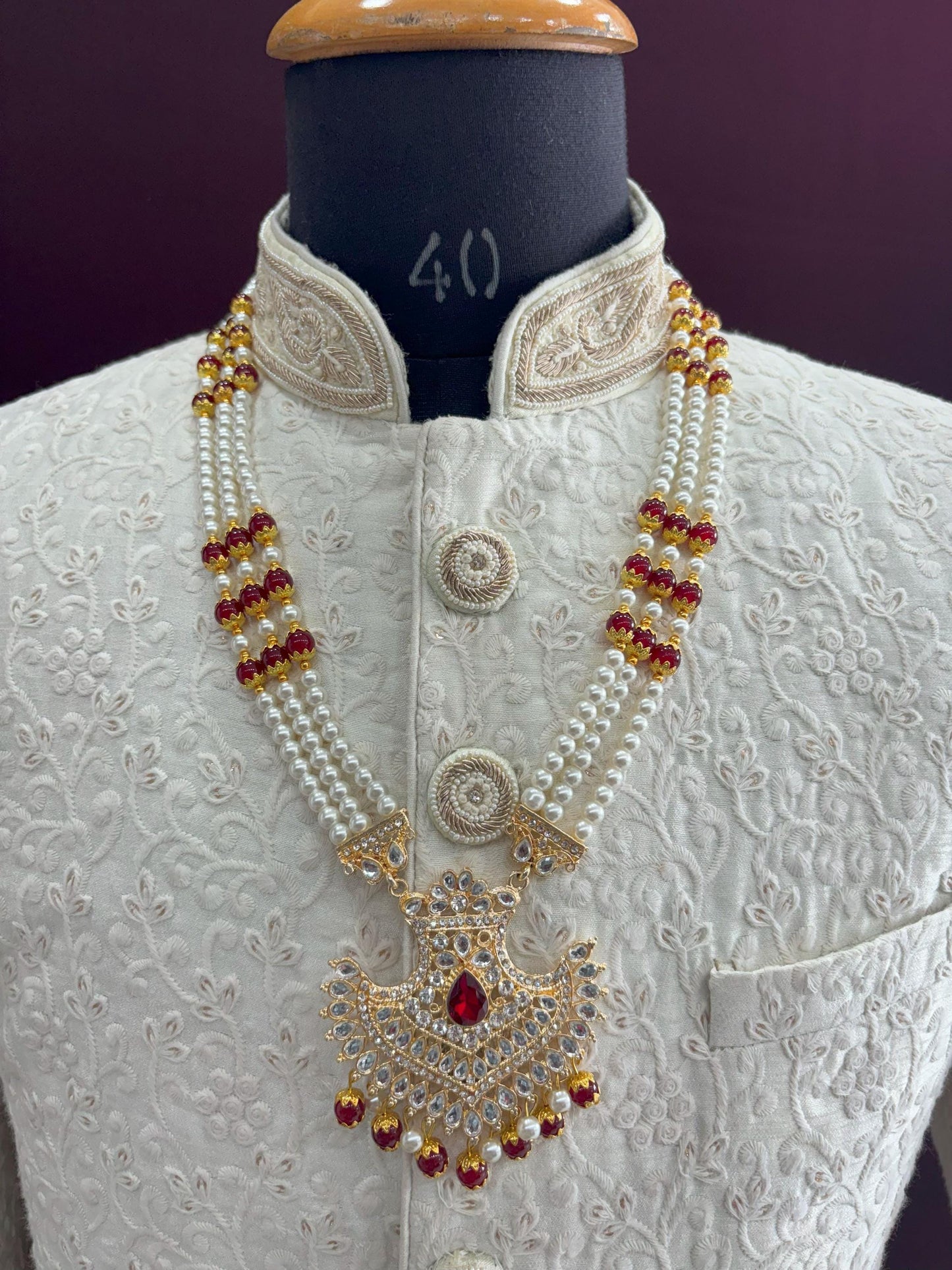 Groom Kundan Necklace: Sherwani Wedding Jewelry