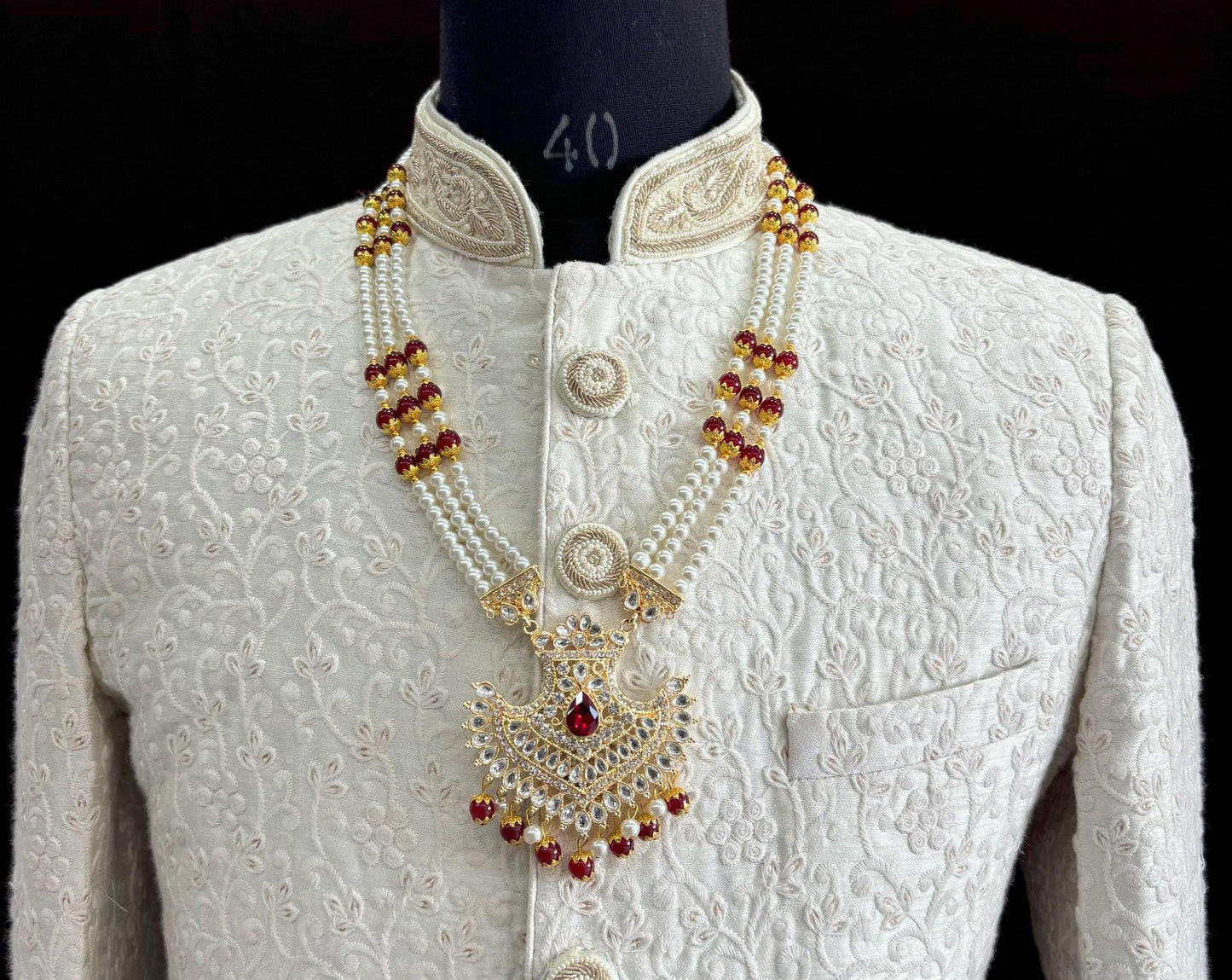 Groom Kundan Necklace: Sherwani Wedding Jewelry