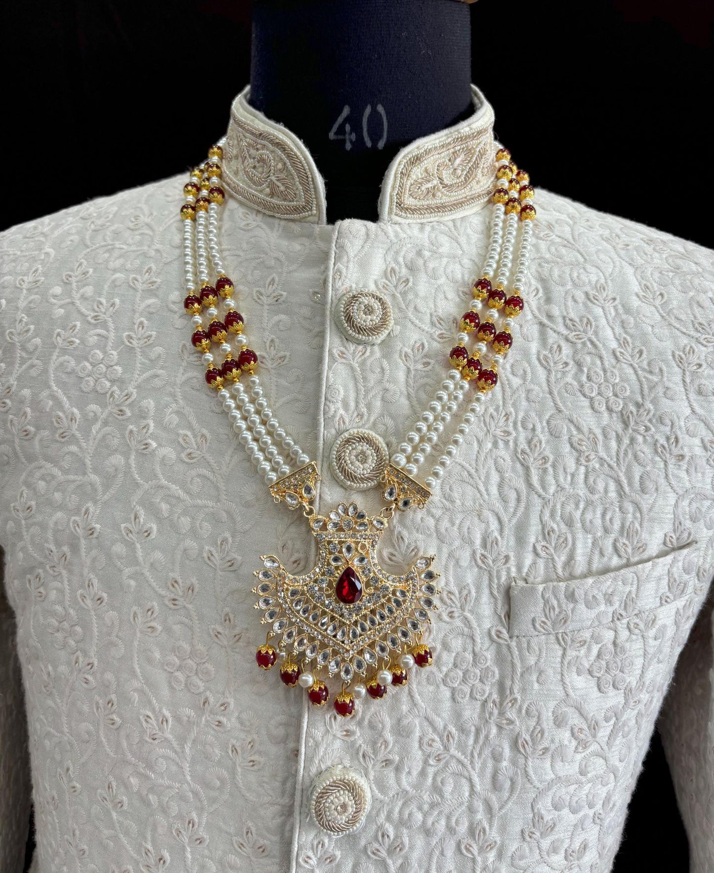 Groom Kundan Necklace: Sherwani Wedding Jewelry