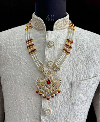Groom Kundan Necklace: Sherwani Wedding Jewelry