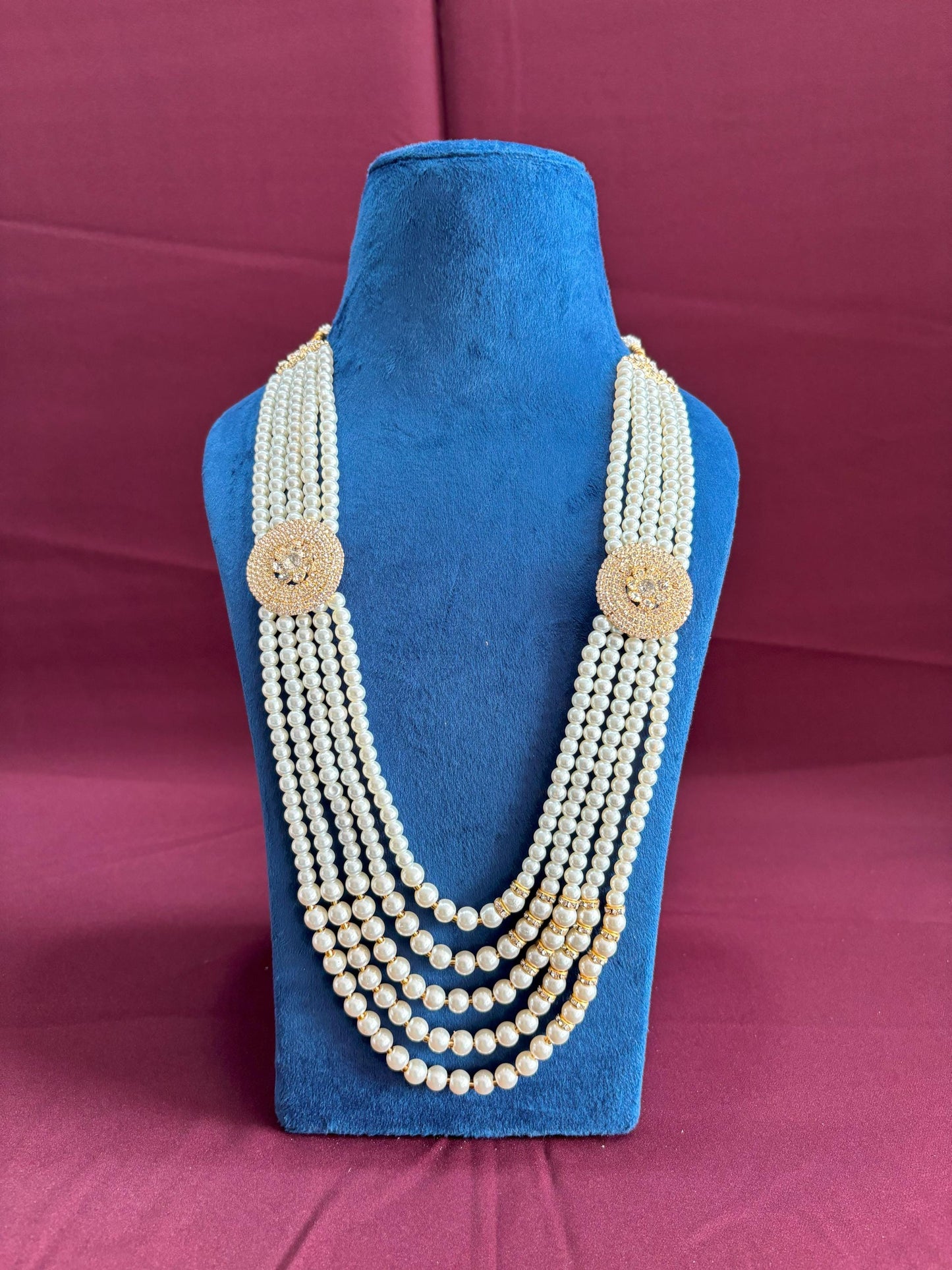 Groom Pearl Necklace, Sherwani Kantha, Men's Wedding Jewelry