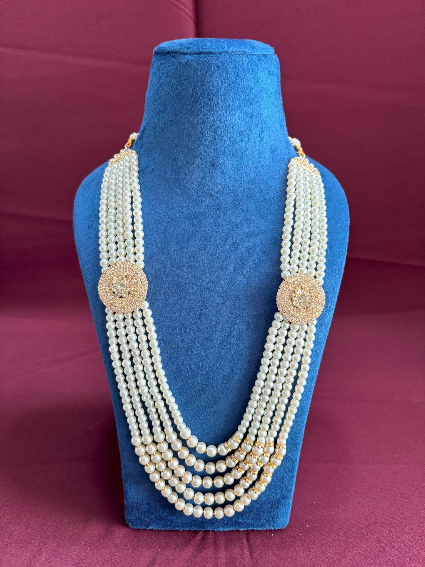 Groom Pearl Necklace, Sherwani Kantha, Men's Wedding Jewelry
