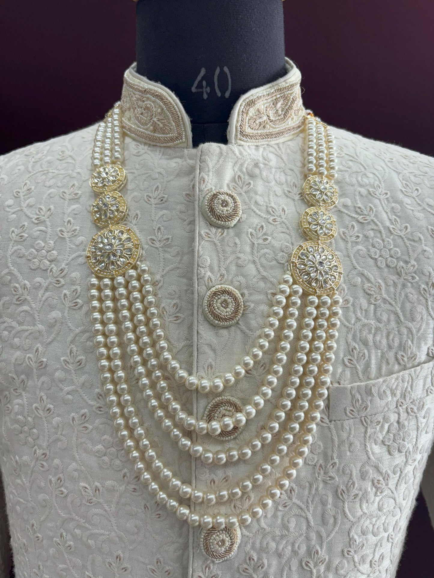 Pearl Sherwani Necklace: Indian Wedding Groom Jewelry