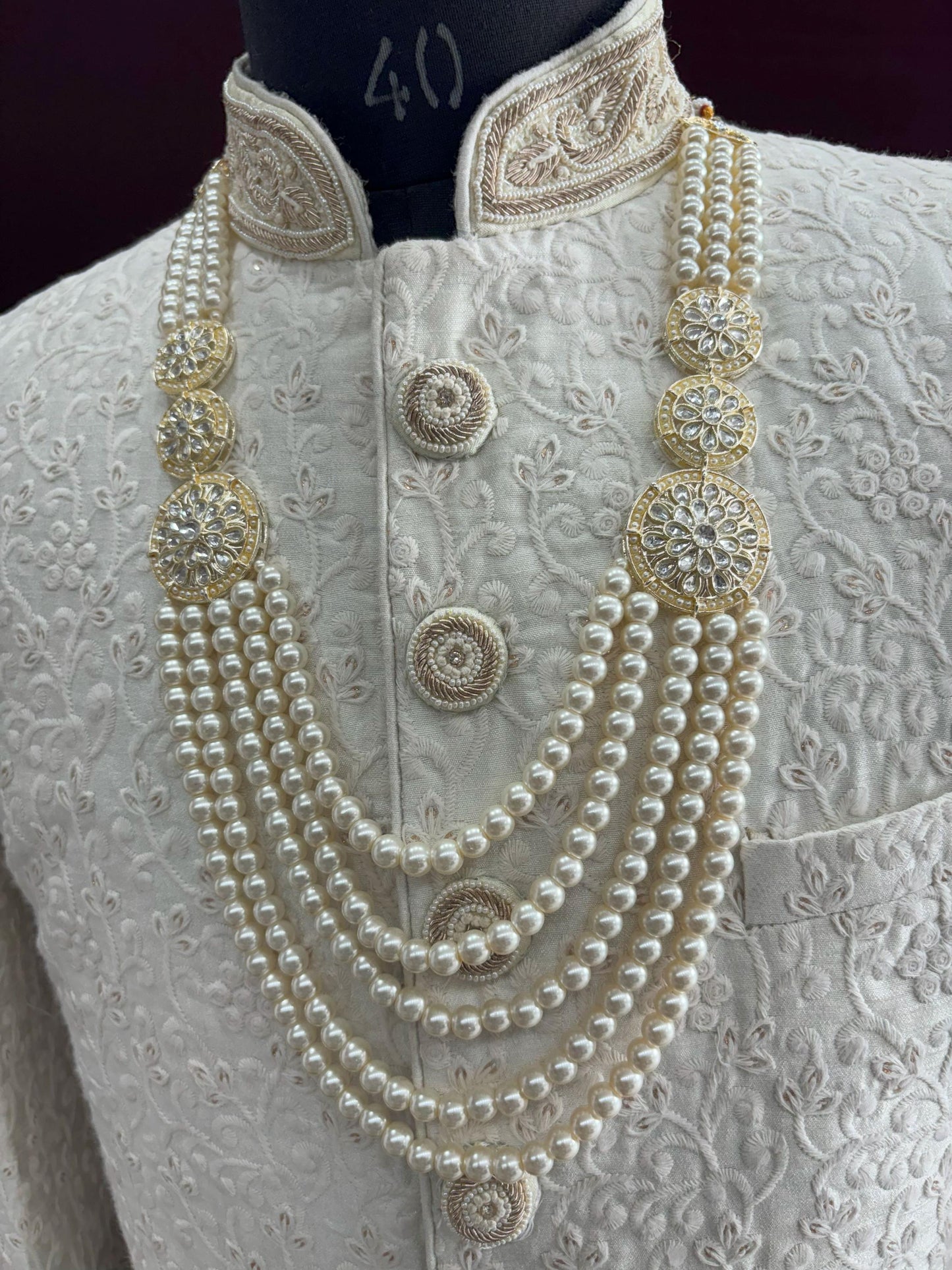 Pearl Sherwani Necklace: Indian Wedding Groom Jewelry