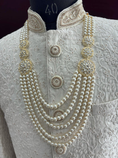 Pearl Sherwani Necklace: Indian Wedding Groom Jewelry