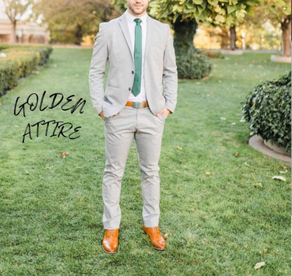 Light Grey Suit, Slim Fit Two-Piece Custom Wedding Suit