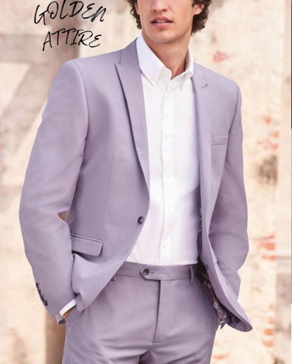 Lavender Two Piece Suit, Groom Outfit, Custom Fit Wedding Suit for Men USA & UK