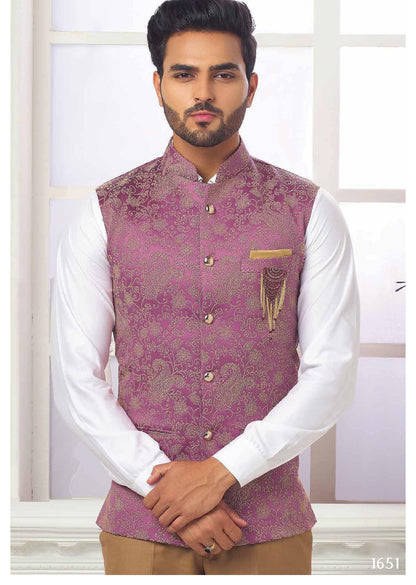 Dusty Rose Nehru Jacket, Men's Formal Wedding Groom Jacket