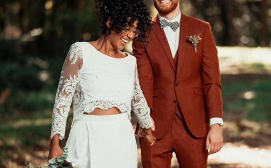 Terracotta Men's Suit, Ethnic Wedding 3 Piece Suit