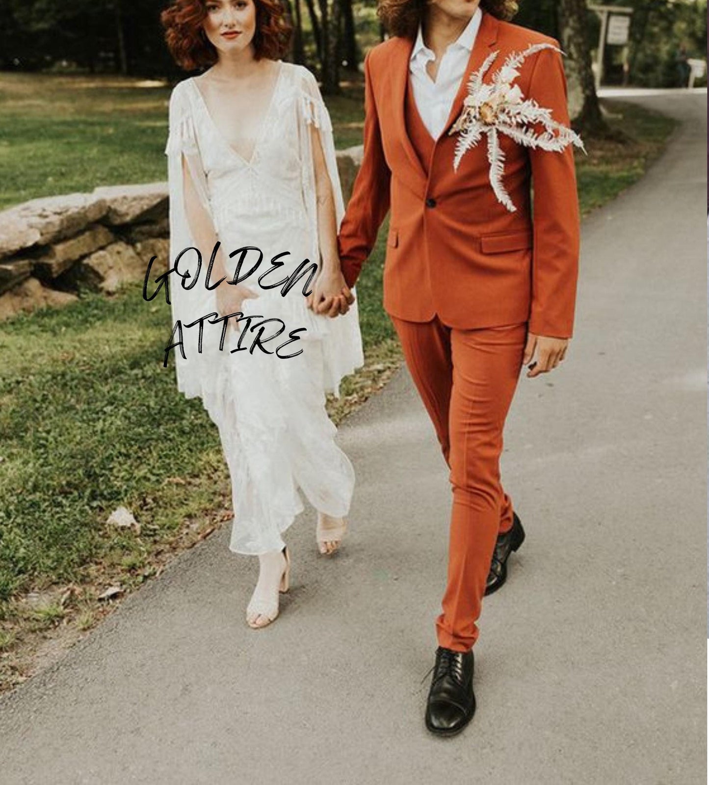 Rust Men's Suit: Luxury Wedding Three-Piece Bespoke Suit