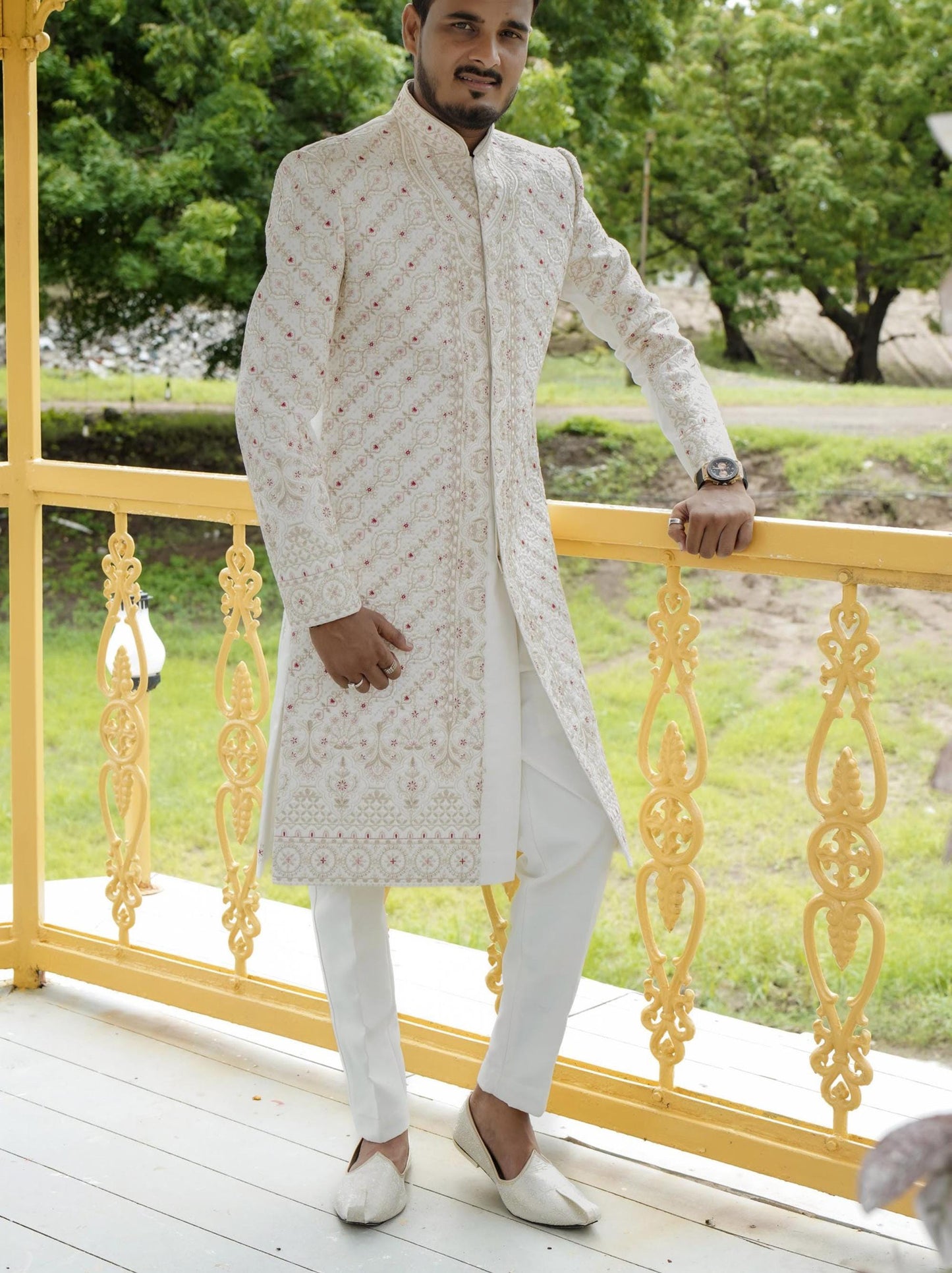 Embroidered Indian Wedding Sherwani, Groom Outfit