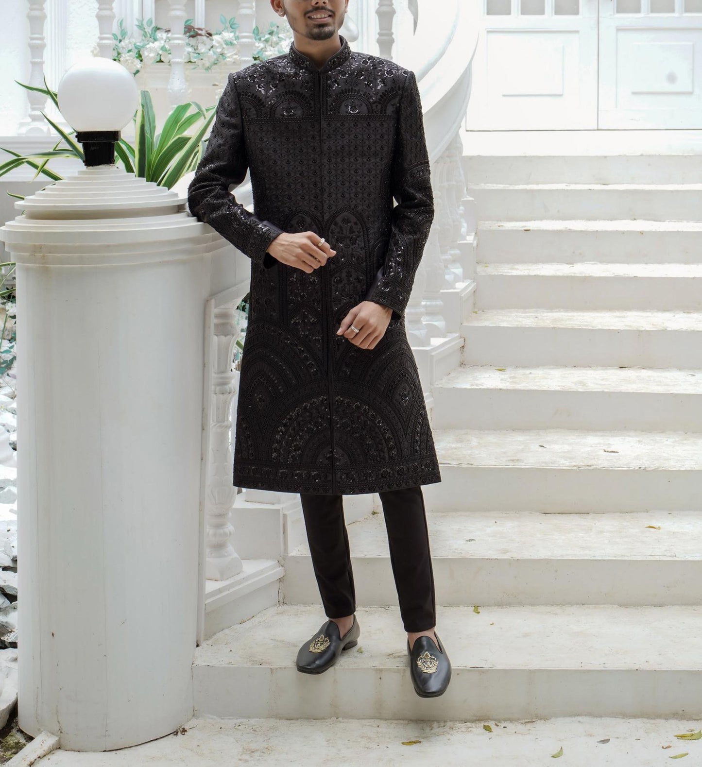 Black Sherwani, Rich Look Groom Wedding Outfit