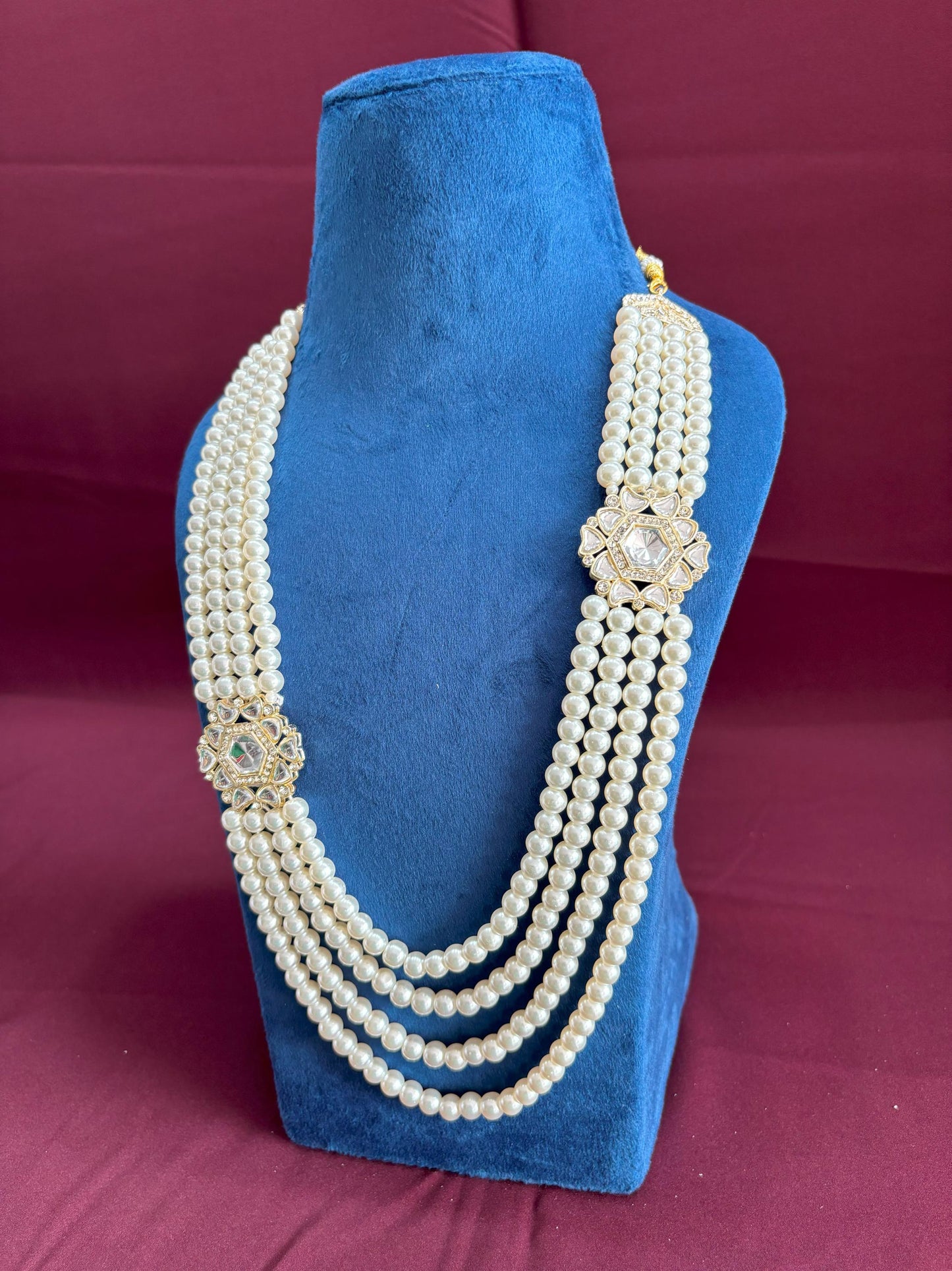 Ivory Pearl Groom Necklace, Sherwani Wedding Mala
