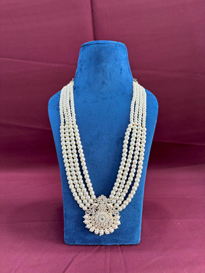 Groom Pearl Necklace, Indian Sherwani Kantha Jewelry Set