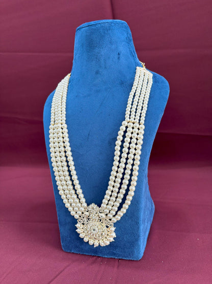 Groom Pearl Necklace, Indian Sherwani Kantha Jewelry Set