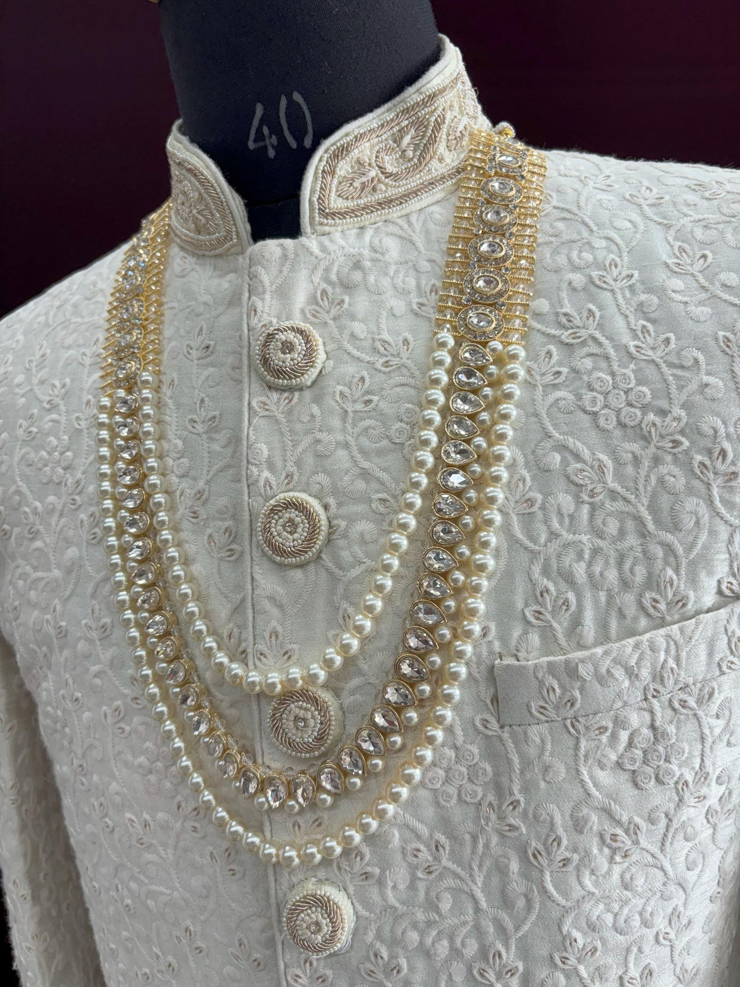 Kundan Groom Necklace Set: Pearl & Stone Wedding Kantha