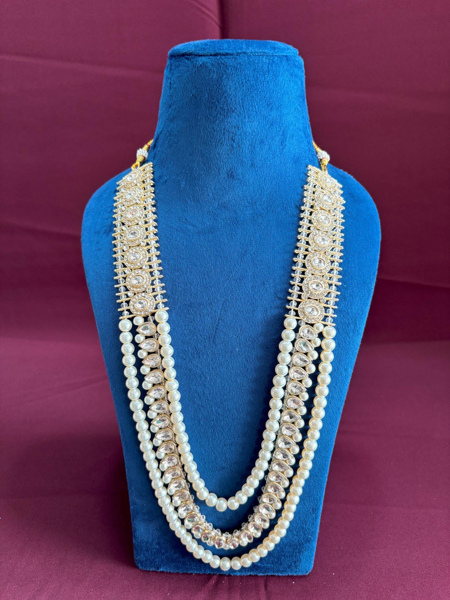 Kundan Groom Necklace Set: Pearl & Stone Wedding Kantha