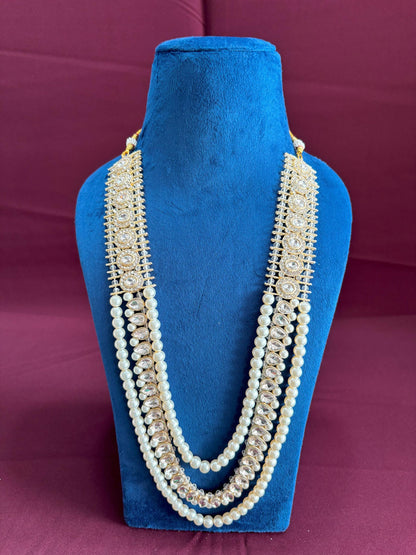 Kundan Groom Necklace Set: Pearl & Stone Wedding Kantha